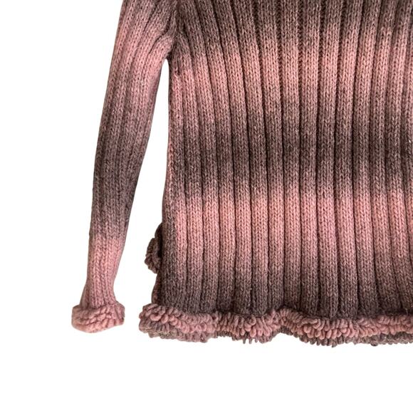 Vintage Huinay Wool Zip Sweater Pink Ombre Fringe Hem Ecuadorian Knit Sz Medium - Picture 14 of 16